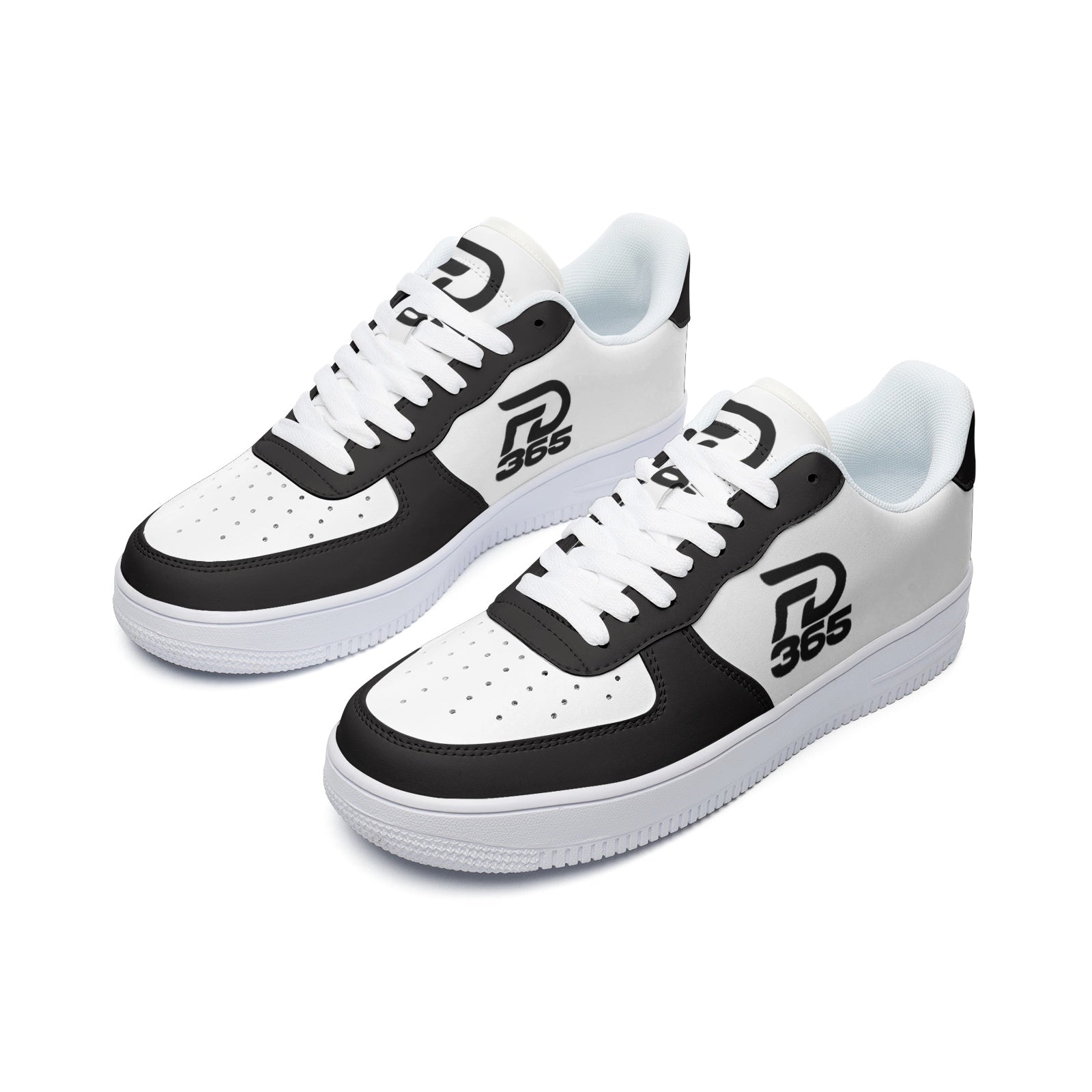 FD365 Black & White AF1 Leather Sneakers
